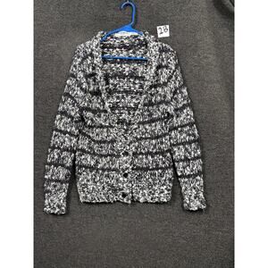 VTG Western Connection of California Cardigan Sweater Womens M Black White 90's